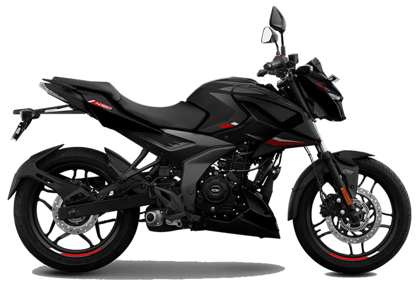 A motorcycle, side view